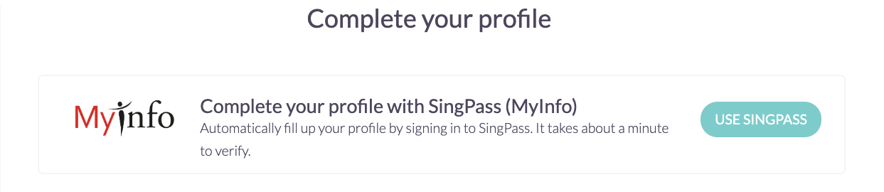 Complete CardUp profile with SingPass MyInfo